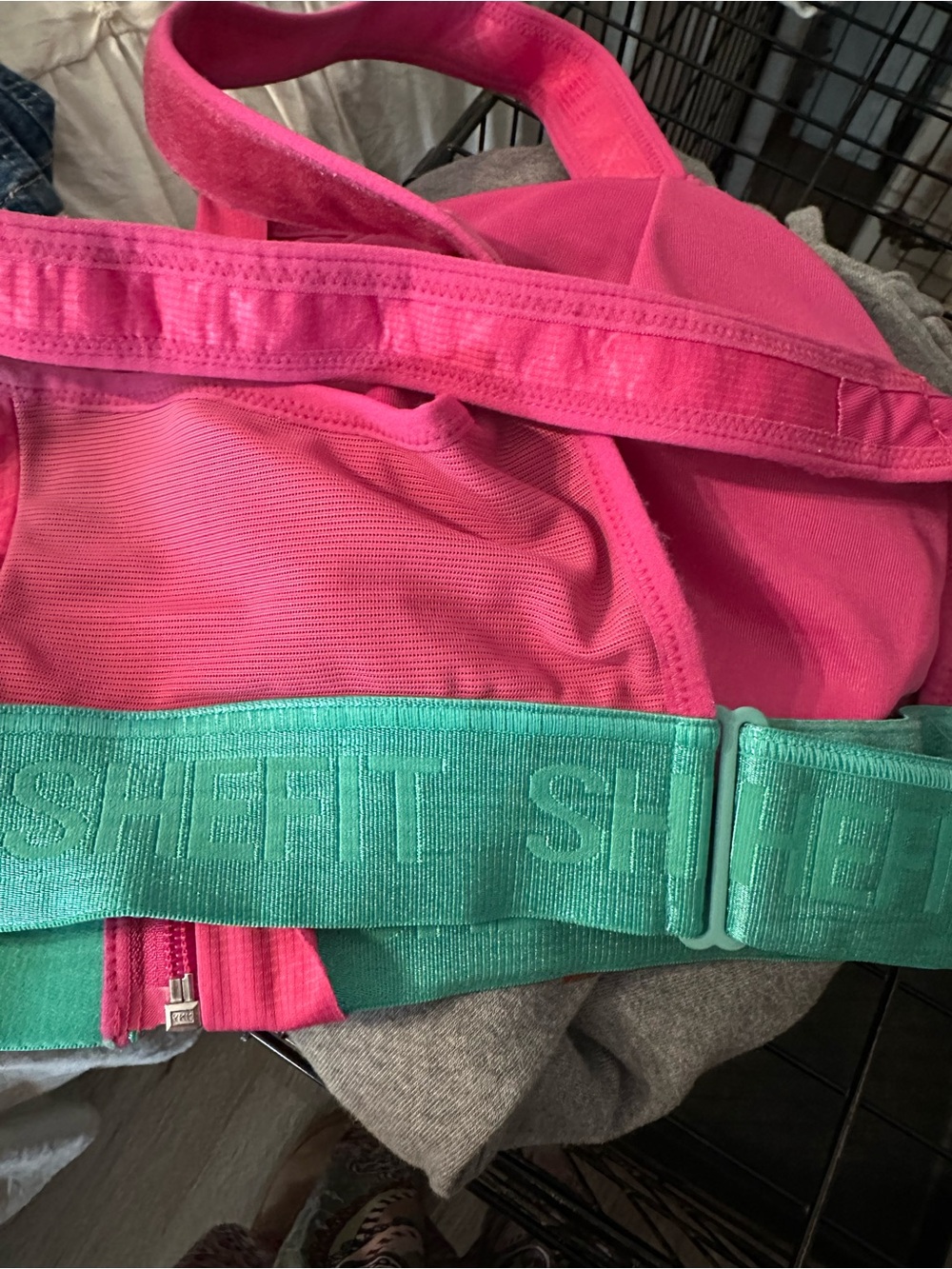 SHEFIT 4Luxe Sports Bra in Hot Pink & Teal - Picture 2 of 4